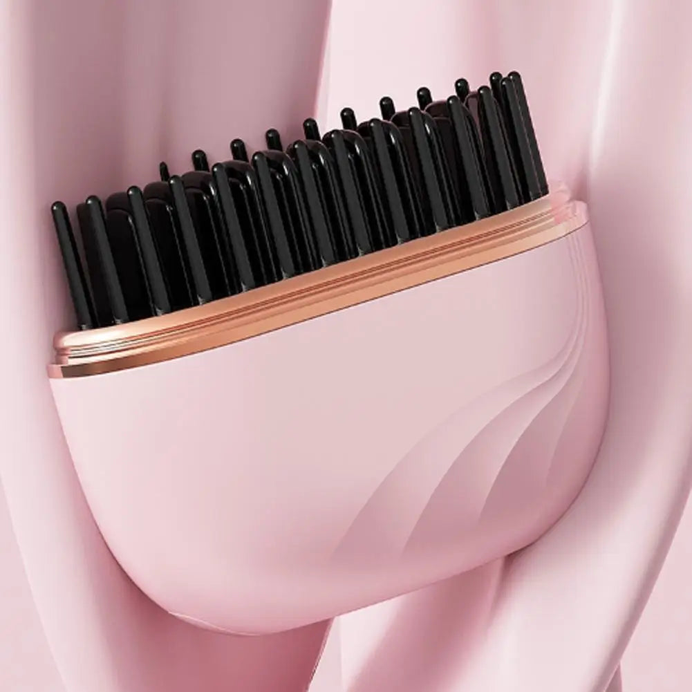 Wireless Hair Straightener Comb Negative Ion Portable Mini Straightening Brush Fast Heating Voluminous Straight Hair Accessories