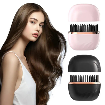 Wireless Hair Straightener Comb Negative Ion Portable Mini Straightening Brush Fast Heating Voluminous Straight Hair Accessories
