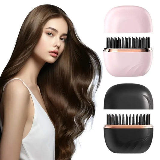 Wireless Hair Straightener Comb Negative Ion Portable Mini Straightening Brush Fast Heating Voluminous Straight Hair Accessories