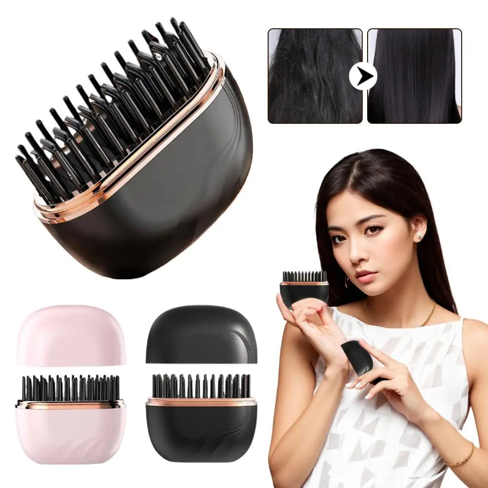 Wireless Hair Straightener Comb Negative Ion Portable Mini Straightening Brush Fast Heating Voluminous Straight Hair Accessories