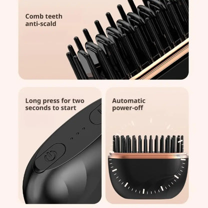 Wireless Hair Straightener Comb Negative Ion Portable Mini Straightening Brush Fast Heating Voluminous Straight Hair Accessories